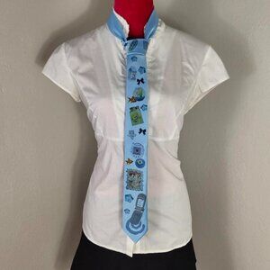 Custom Cyber Frutiger Aero Light Baby Blue Y2K Inspired Graphic Tie